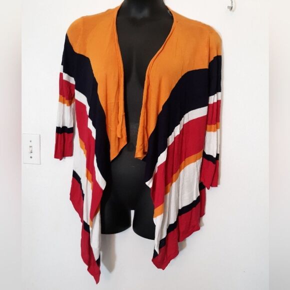 Roz and Ali striped knit waterfall cardigan - Picture 1 of 5